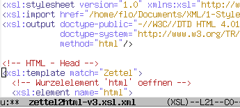 Ausschnitt aus einer XSLT-Datei